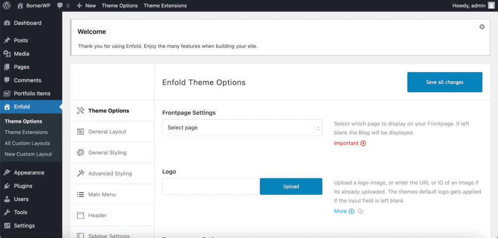Enfold Responsive Multi-Purpose Theme Dashboard