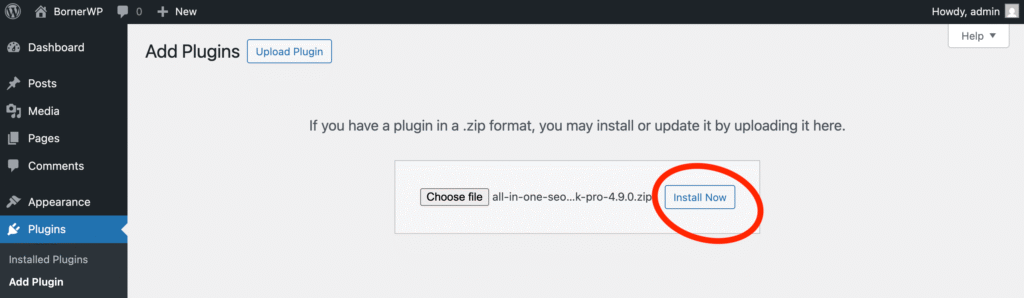 install a plugin in wordpress